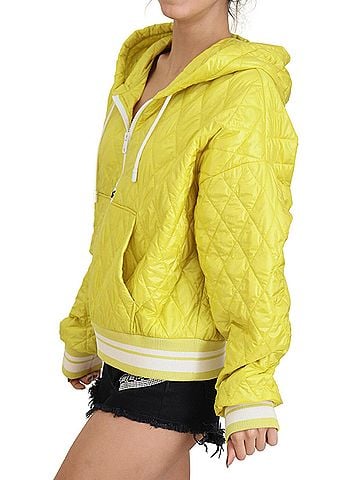Dolce & Gabbana Basic Yellow Nylon Quilted Hooded Pullover Women's Jacket (view 2)