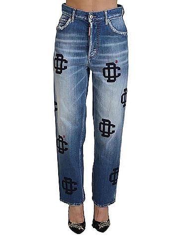 Dsquared2 Blue Washed High Waist Straight Denim Boston Women's Jeans (view 1)