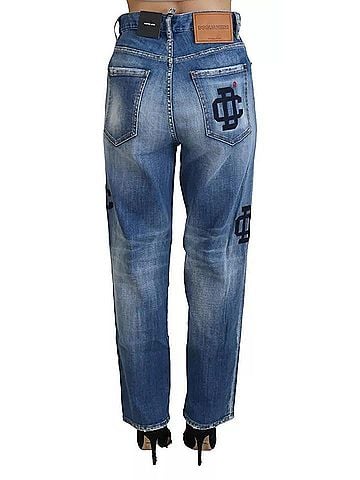 Dsquared2 Blue Washed High Waist Straight Denim Boston Women's Jeans (view 2)
