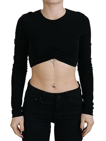 Dsquared2 Black Viscose Cropped Round Neck Long Sleeves Women's Top (view 1)