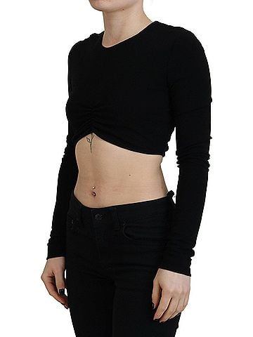 Dsquared2 Black Viscose Cropped Round Neck Long Sleeves Women's Top (view 2)
