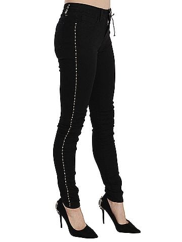 Costume National Black Embellished Mid Waist Skinny Denim Women's Jeans (view 2)
