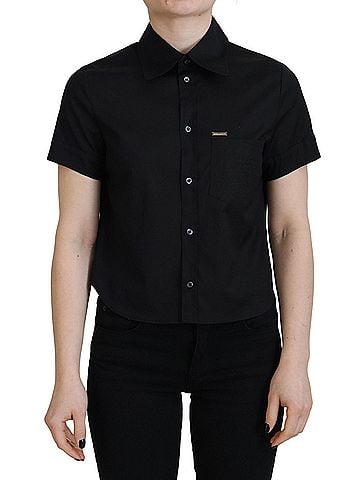 Dsquared2 Black Collared Button Down Short Sleeves Polo Women's Top (view 1)