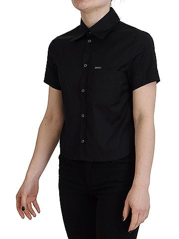 Dsquared2 Black Collared Button Down Short Sleeves Polo Women's Top (view 2)
