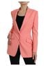 Dolce & Gabbana Basic 100% Synthetic Solid Pink Pink Polyester Single Breasted Blazer Women's Jacket Size M - photo 2