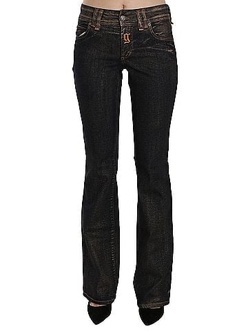 John Galliano Black Washed Mid Waist Flared Denim Pants Women's Cotton (view 1)
