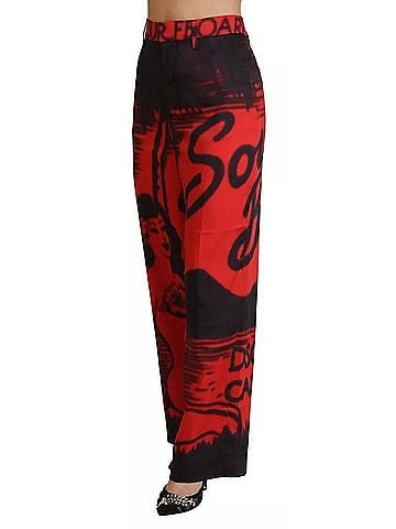 Dsquared2 Red Printed High Waist Straight Women's Pants (view 2)