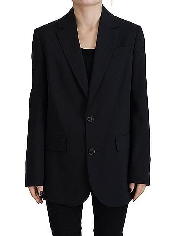 Dsquared2 Black Flower Single Breasted Coat Women's Blazer (view 1)