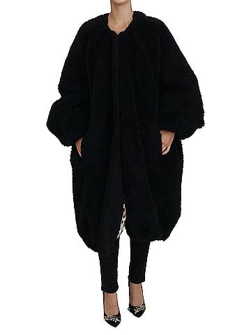 Dolce & Gabbana Basic Black Cashmere Blend Faux Fur Coat Women's Jacket (view 1)