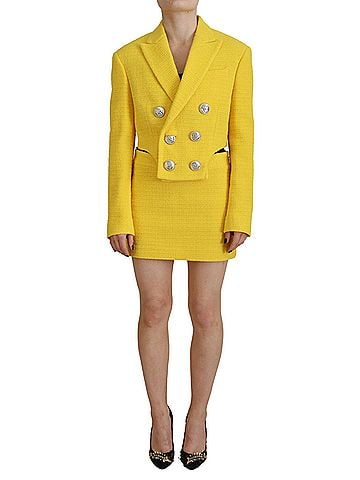 Dsquared2 Yellow Double Breasted Mini Suit Blazer Skirt Women's Set (view 1)