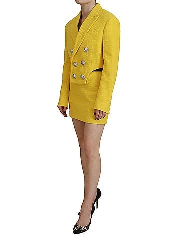 Dsquared2 Yellow Double Breasted Mini Suit Blazer Skirt Women's Set (view 2)