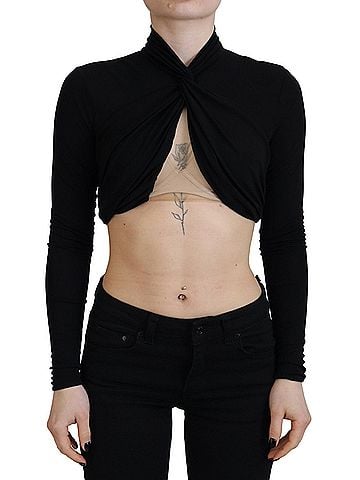 Dsquared2 Black Cut Out Viscose Cropped Long Sleeves Women's Top (view 1)