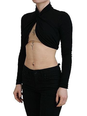 Dsquared2 Black Cut Out Viscose Cropped Long Sleeves Women's Top (view 2)