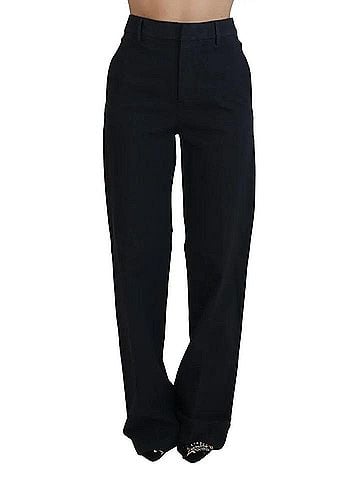 Dsquared2 Black Checkered High Waist Straight Women's Pants (view 1)
