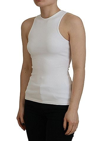 Dsquared2 White Viscose Sleeveless Round Neck Tank Women's T-shirt (view 2)