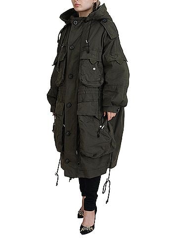 Dsquared2 Green Hooded Full Zip Long Parka Coat Women's Jacket (view 2)