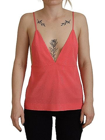 Dsquared2 Pink Sleeveless Spaghetti Strap Cami V-neck Women's Top (view 1)