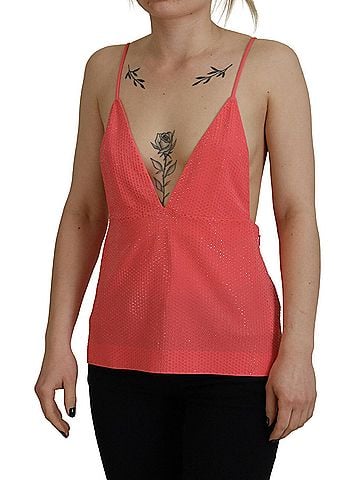 Dsquared2 Pink Sleeveless Spaghetti Strap Cami V-neck Women's Top (view 2)
