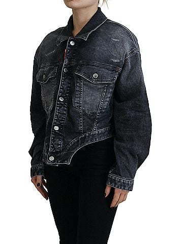 Dsquared2 Gray Washed Cotton Cropped Denim Women's Jacket (view 2)
