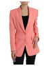 Dolce & Gabbana Basic 100% Synthetic Solid Pink Pink Polyester Single Breasted Blazer Women's Jacket Size XXL - photo 1