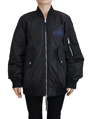 Dsquared2 Black Logo Print Full Zip Women Bomber Women's Jacket (view 1)