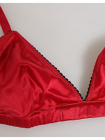 Dolce & Gabbana Basic Red Silk Satin Triangle Soft Cup Br Women's Underwear (view 2)