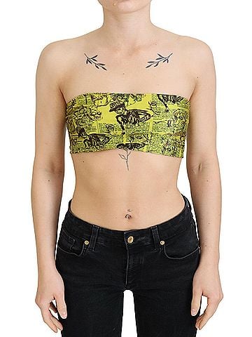 John Galliano Yellow Newspaper Print Cropped Women's Blouse (view 1)