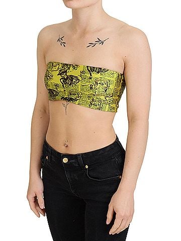 John Galliano Yellow Newspaper Print Cropped Women's Blouse (view 2)