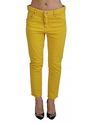 Dsquared2 Yellow Cotton Low Waist Crop Denim Cool Girl Women's Jeans (view 1)