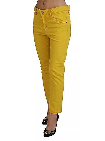 Dsquared2 Yellow Cotton Low Waist Crop Denim Cool Girl Women's Jeans (view 2)