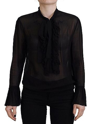 Dsquared2 Black Viscose Long Sleeves See Through Blouse Women's Top (view 1)