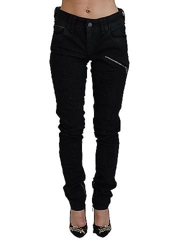 John Galliano Black Cotton Mid Waist Skinny Slim Fit Denim Women's Jeans (view 1)