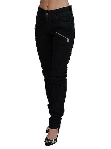 John Galliano Black Cotton Mid Waist Skinny Slim Fit Denim Women's Jeans (view 2)