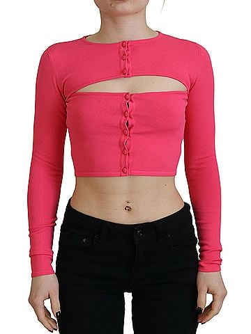 Dsquared2 Pink Viscose Knit Open Chest Long Sleeves Women's Top (view 1)