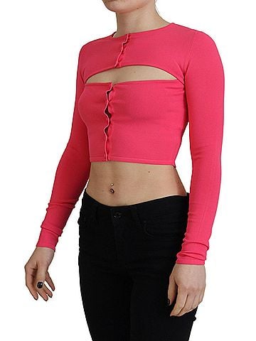 Dsquared2 Pink Viscose Knit Open Chest Long Sleeves Women's Top (view 2)