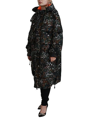 Dsquared2 Green Hooded Goth Camouflage Print Parka Coat Women's Jacket (view 2)