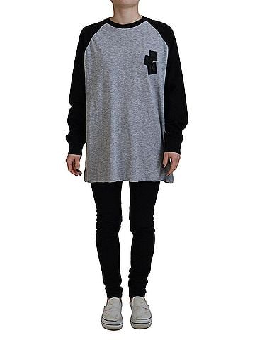 Dsquared2 Black Gray Cotton Raglan Long Sleeves Casual Women's Top (view 1)