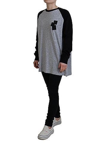 Dsquared2 Black Gray Cotton Raglan Long Sleeves Casual Women's Top (view 2)