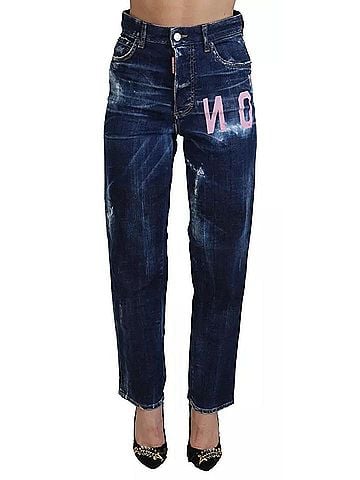 Dsquared2 Blue Icon High Waist Straight Denim Boston Women's Jeans (view 1)