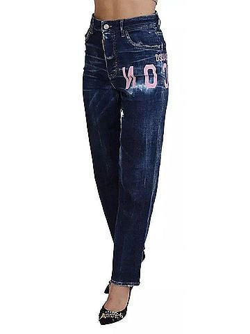 Dsquared2 Blue Icon High Waist Straight Denim Boston Women's Jeans (view 2)