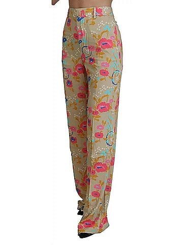 Dsquared2 Beige Floral High Waist Straight Women's Pants (view 2)