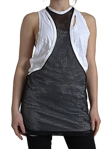 Dsquared2 Black White Crewneck Sleeveless Tank Women's Top (view 1)