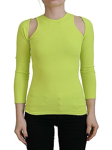 Dsquared2 Yellow Green Viscose Open Shoulder Long Sleeves Women's Top (view 1)
