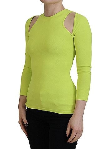 Dsquared2 Yellow Green Viscose Open Shoulder Long Sleeves Women's Top (view 2)