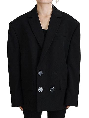 Dsquared2 Black Double Breasted Coat Blazer Women's Jacket (view 1)