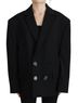 Dsquared2 100% Wool Solid Black Black Double Breasted Coat Blazer Women's Jacket Size XS - photo 1