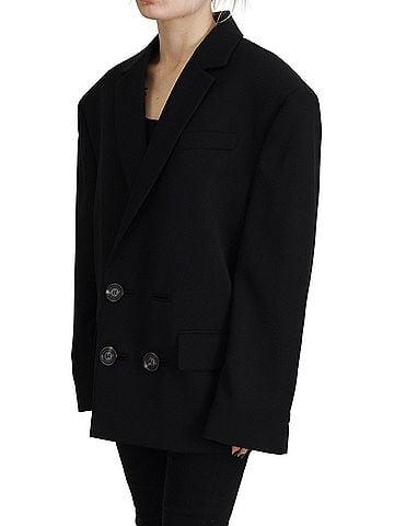 Dsquared2 Black Double Breasted Coat Blazer Women's Jacket (view 2)
