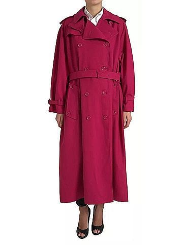 Dolce & Gabbana Basic Dark Pink Double Breasted Trench Coat Women's Jacket (view 1)