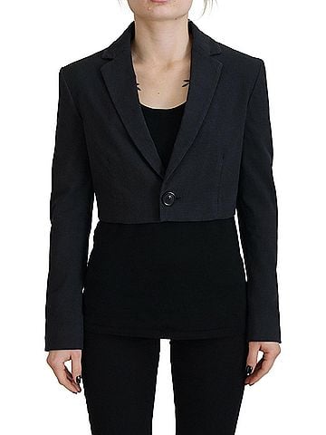 Dsquared2 Black Cotton Cropped Button Blazer Women's Jacket (view 1)
