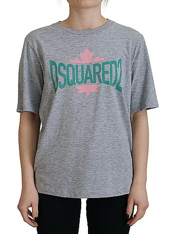 Dsquared2 Gray Logo Cotton Crewneck Short Sleeve Tee Women's T-shirt (view 1)